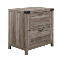 Walker Edison - Modern Farmhouse Metal Accent 2-Drawer File Cabinet - Grey Wash - Front_Zoom