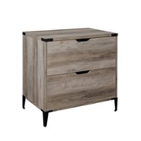 Walker Edison - Modern Farmhouse Angle Iron 2-Drawer Filing Cabinet - Grey Wash - Front_Zoom