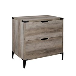 Walker Edison - Modern Farmhouse Angle Iron 2-Drawer Filing Cabinet - Grey Wash - Front_Zoom