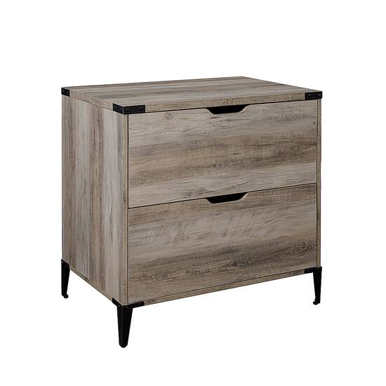 Walker Edison Modern Farmhouse Angle Iron 2 Drawer Filing