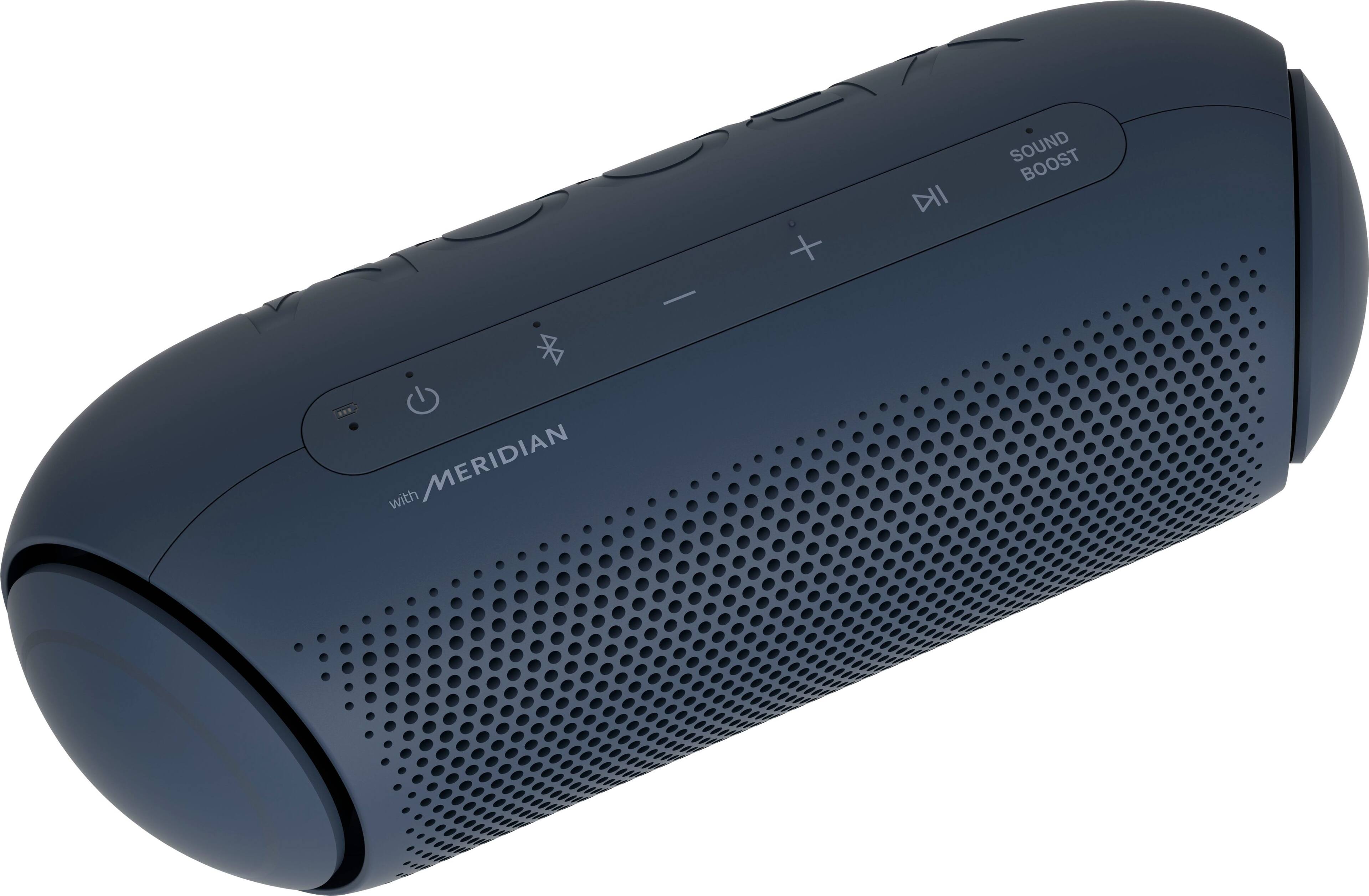 Left. LG - XBOOM Go Portable Bluetooth Speaker - Blue/Black.
