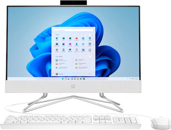 Front. HP - 21.5" All-In-One - Intel Celeron - 4GB Memory - 128GB SSD - Snow White.