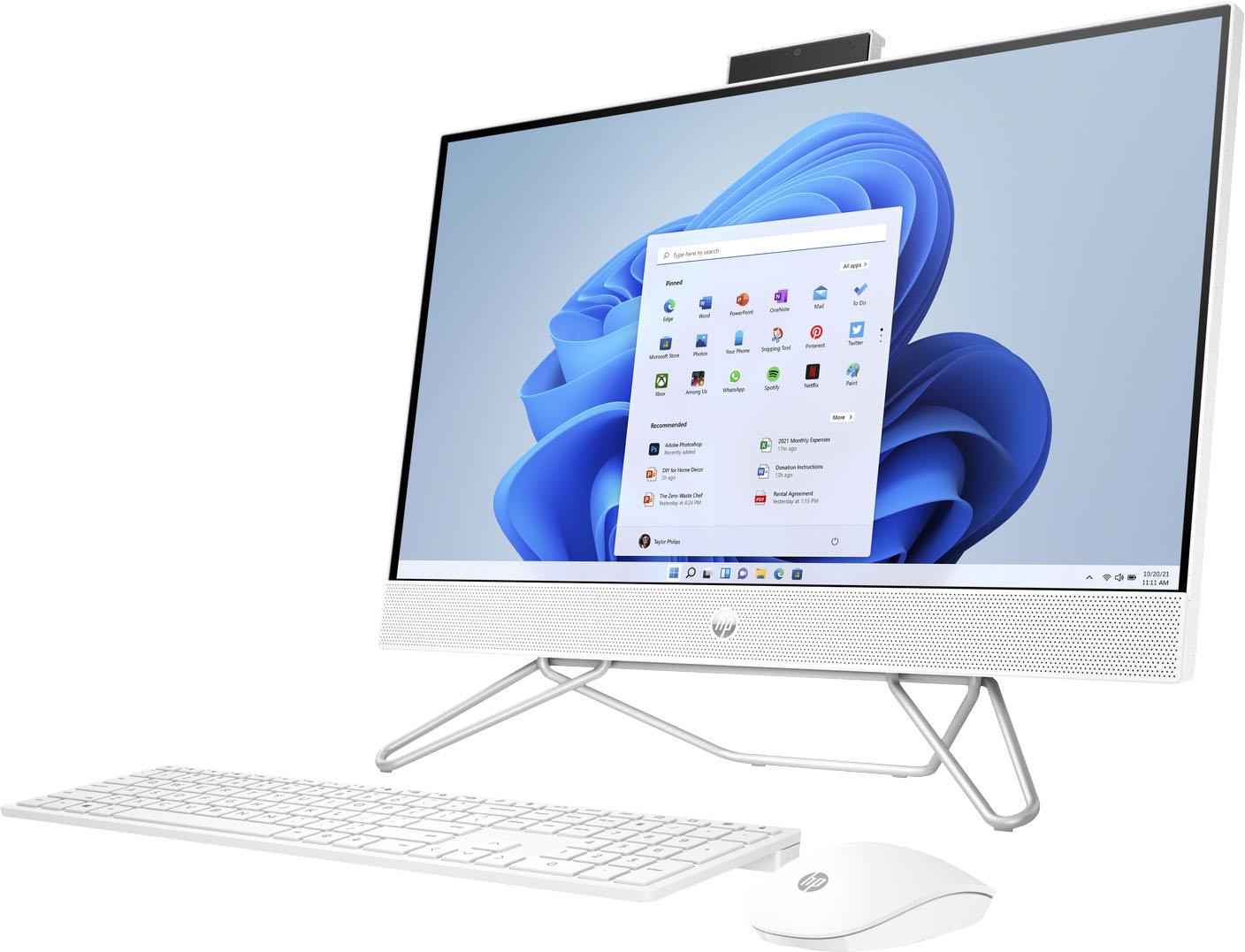 Left View: HP - 24" Touch-Screen All-In-One - AMD Ryzen 7 - 12GB Memory - 1TB SSD - Starry White