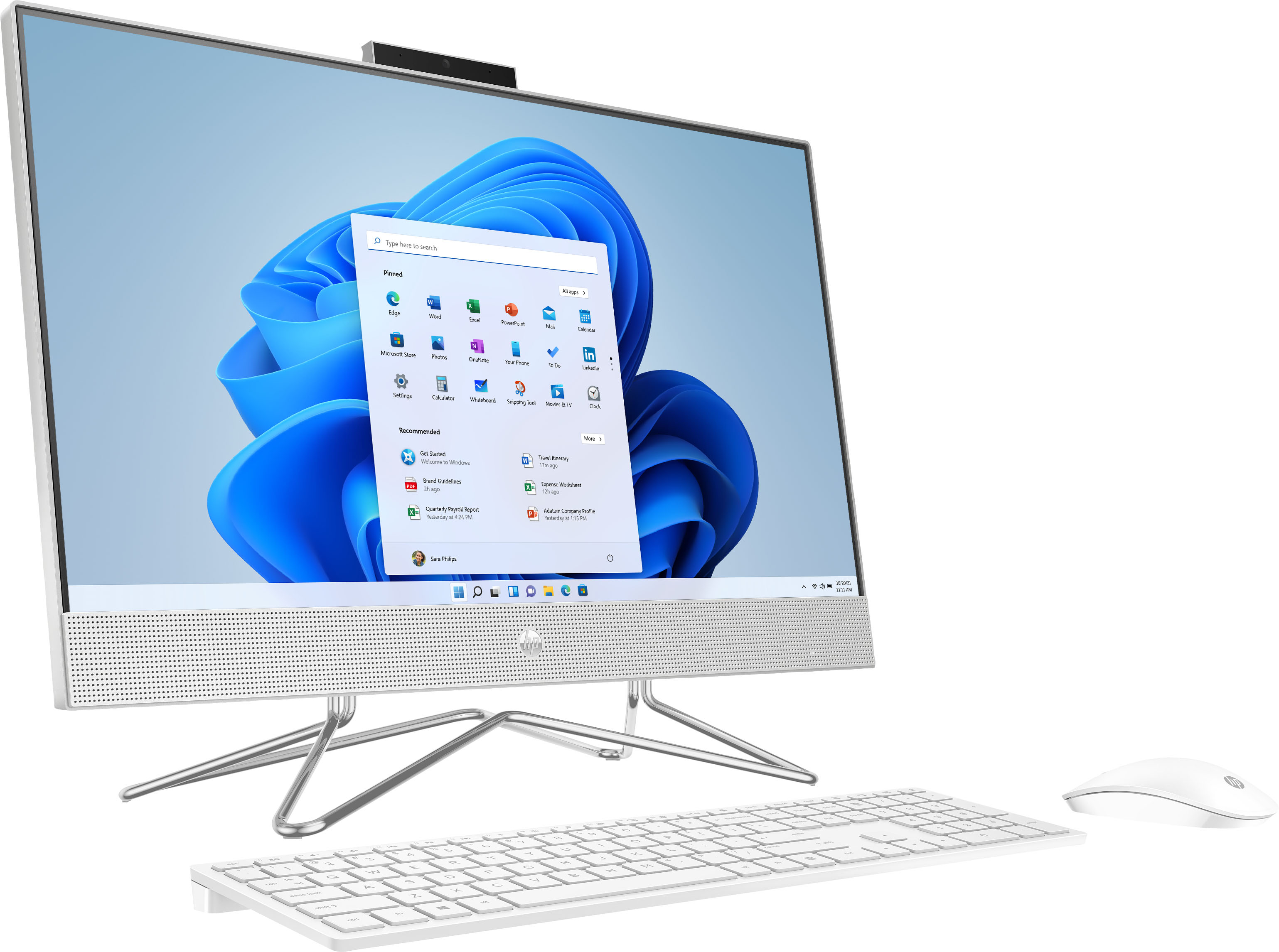 Angle View: HP - 24" Touch-Screen All-In-One - AMD Ryzen 5 - 8GB Memory - 1TB SSD - Natural Silver