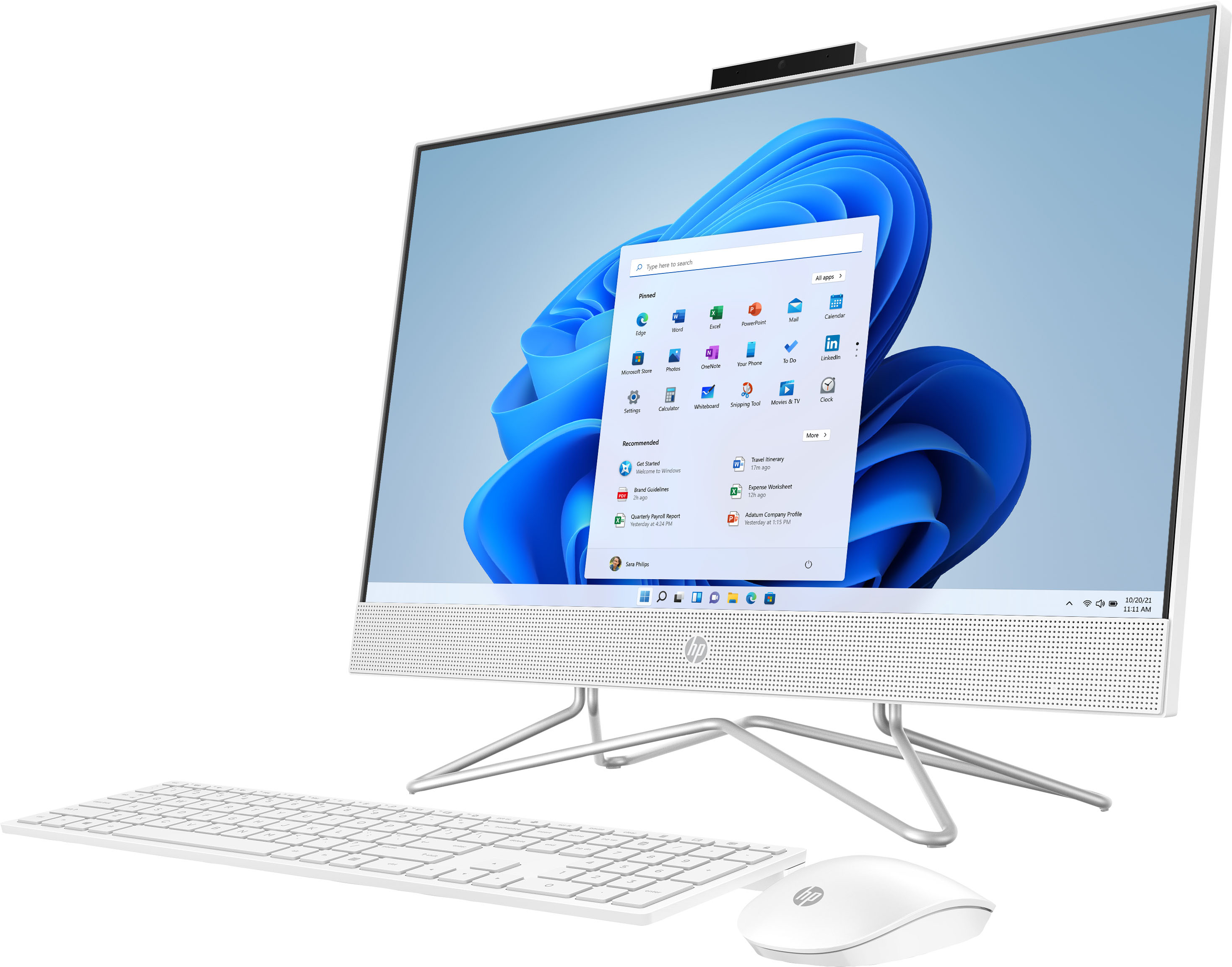 Left View: HP - 24" Touch-Screen All-In-One - AMD Ryzen 5 - 8GB Memory - 1TB SSD - Natural Silver