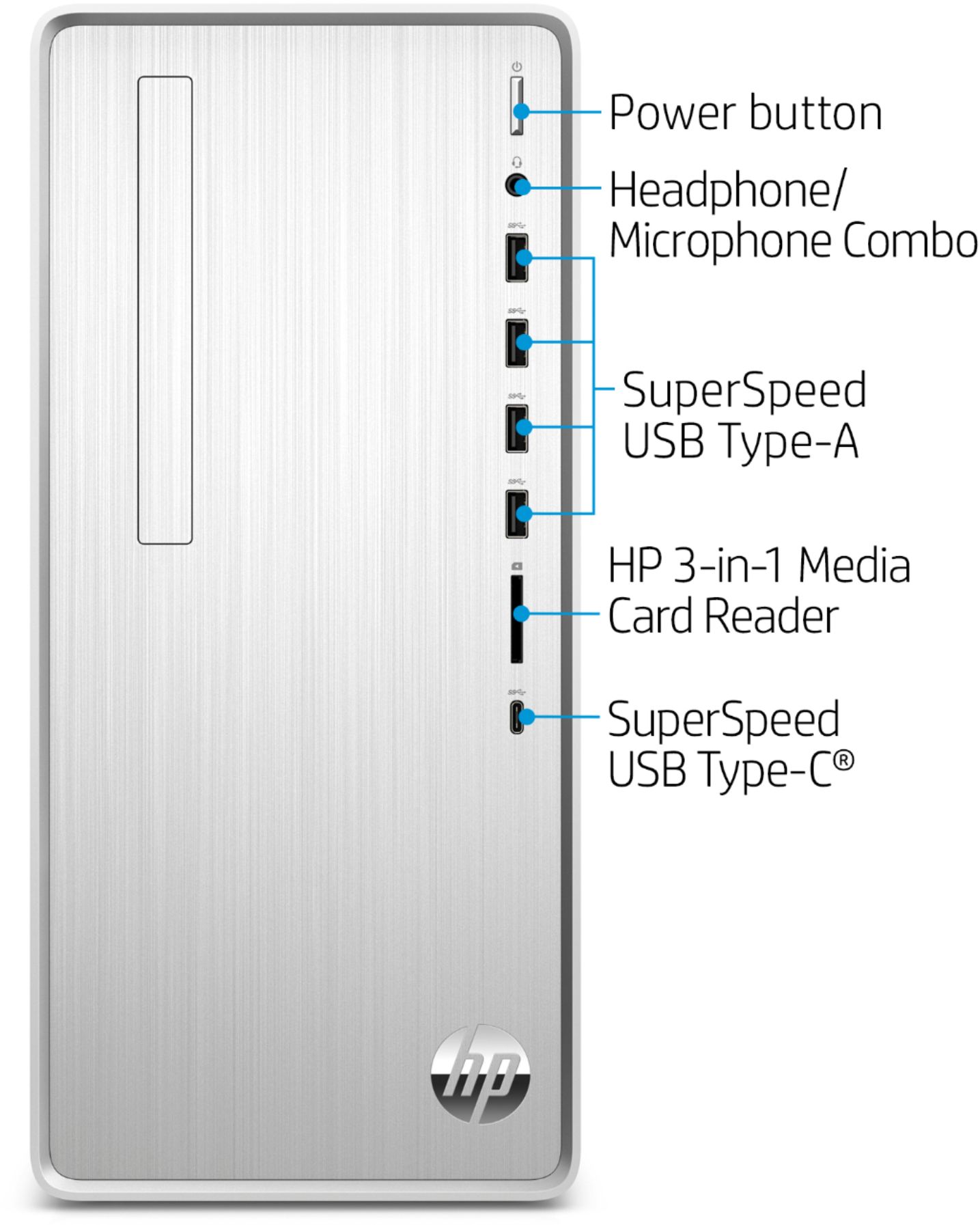 HP Pavilion Desktop AMD Ryzen 7 16GB Memory 1TB SSD Natural Silver