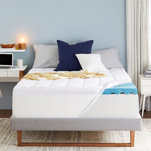 Sleep Innovations - 4" Cooling Gel Memory Foam Mattress Topper with Cover - King - Blue