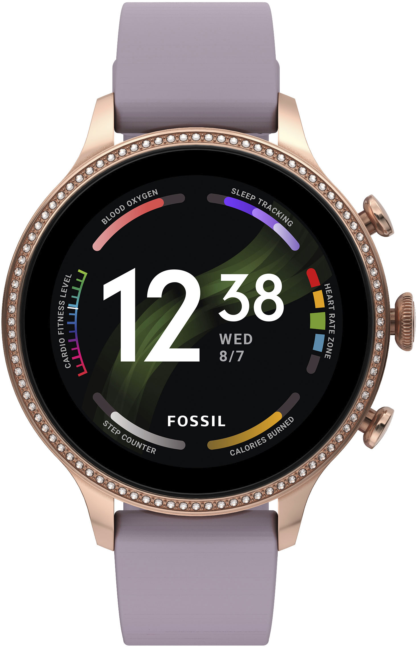 Best Buy: Fossil Gen 6 Smartwatch 42mm Purple Silicone Rose Gold FTW6080V