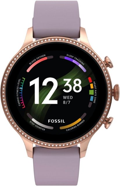 bestbuy.com | Fossil Gen 6 Smartwatch 42mm Purple Silicone - Purple, Rose Gold