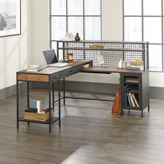L Shape Desk Vintage Oak Finish 420650, Best Finish For Oak Desktop
