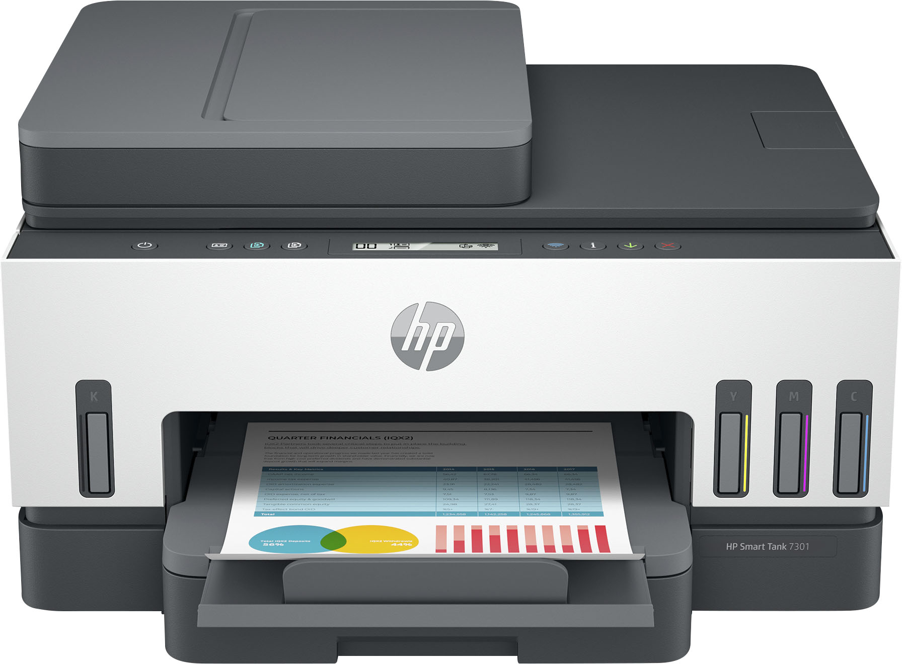 Angle View: HP - Smart Tank 7301 Wireless All-In-One Supertank Inkjet Printer with up to 2 Years of Ink Included - White & Slate