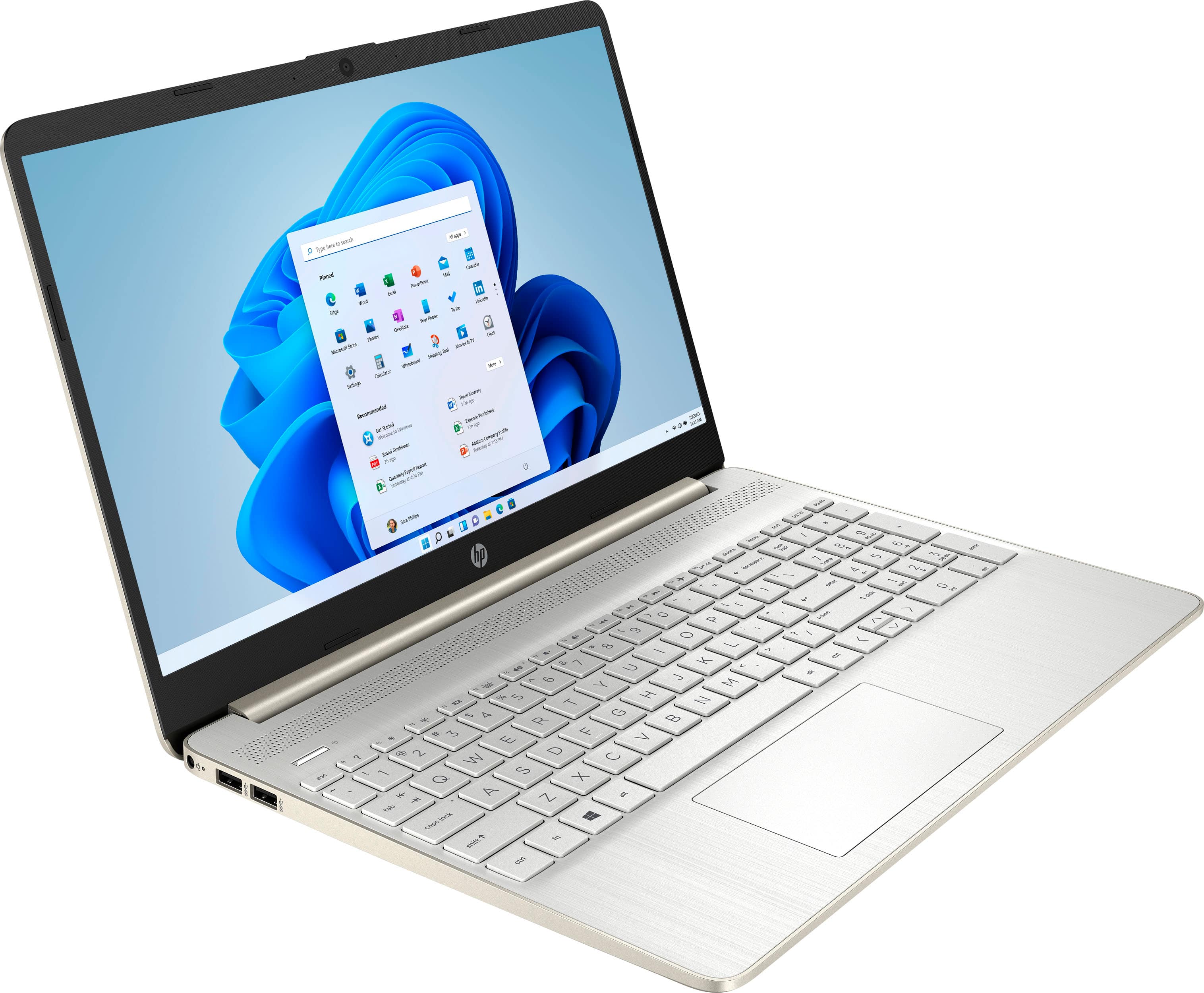 Angle. HP - 15.6" Touch-Screen Laptop - Intel Core i7 - 16GB Memory - 512GB SSD - Natural Silver.