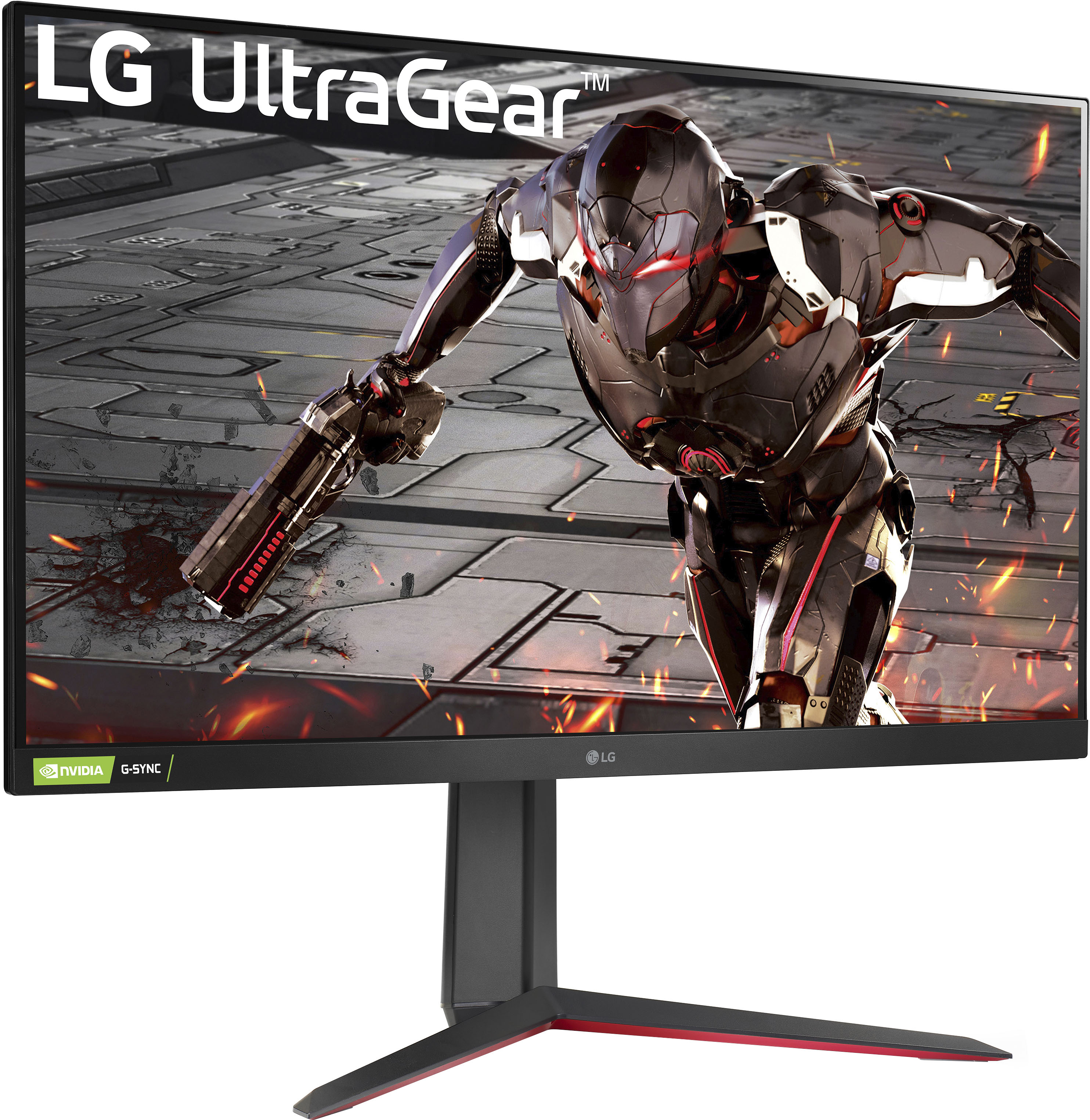 Angle View: LG - 32” UltraGear LED FHD AMD FreeSync Premium and NVIDIA G-SYNC Compatible with HDR 10 (HDMI, Display Port) - Black