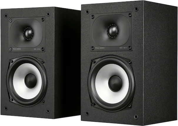 Front. Polk Audio - Monitor XT15 Bookshelf Speaker Pair - Midnight Black.
