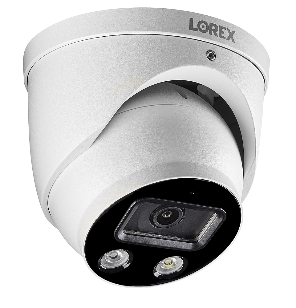 Left View: Lorex - 4K Ultra HD Add-On Smart Deterrence IP Dome Security Camera - white