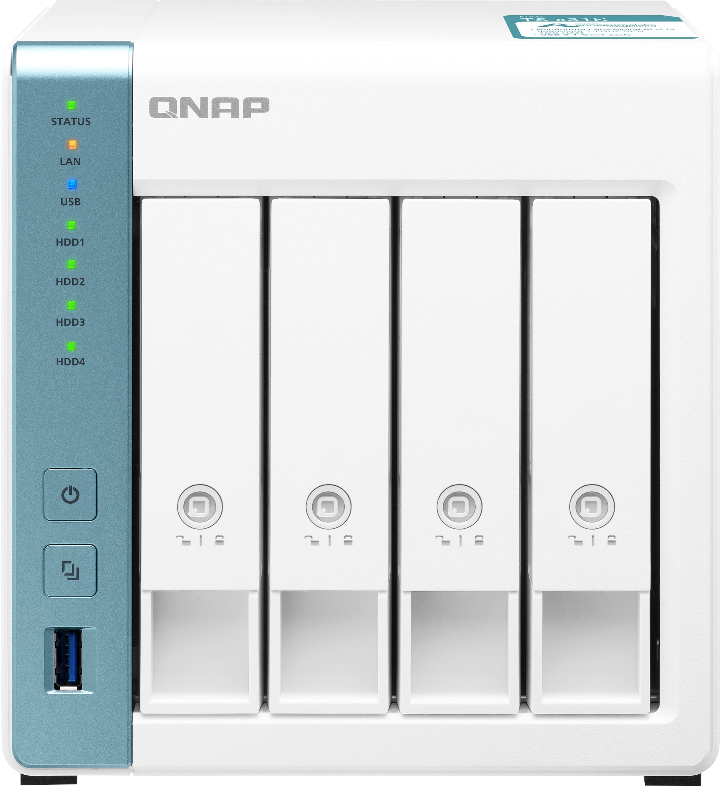 QNAP - TS-431K 4-Bay, Personal Cloud for Backup and Data Sharing, 1GB RAM, External Network Attached Storage (NAS) - White