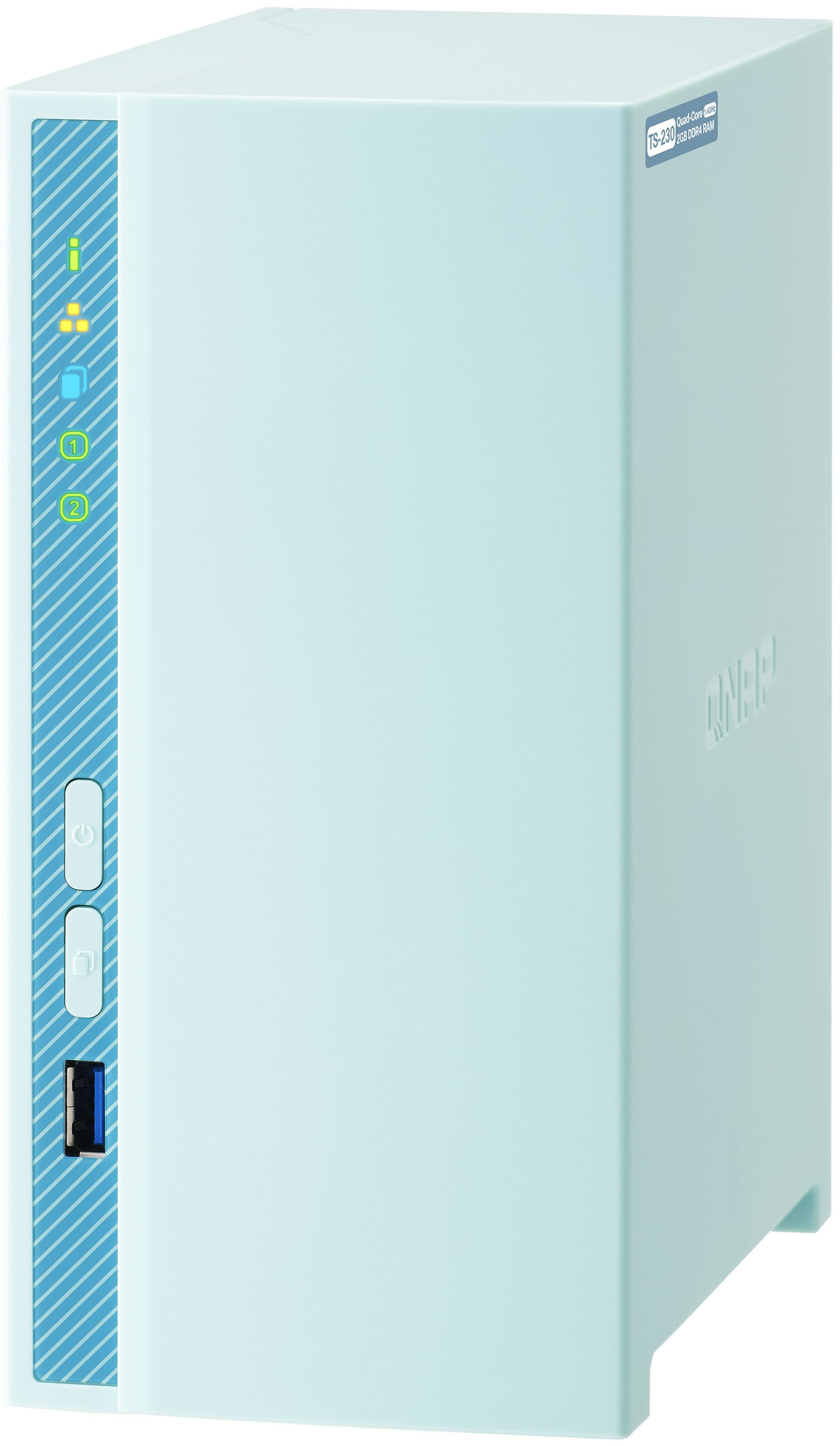 Angle View: QNAP - TS-230 2-Bay, Realtek RTD1296 2GB DDR4 RAM On-Board, External Network Attached Storage (NAS) - White