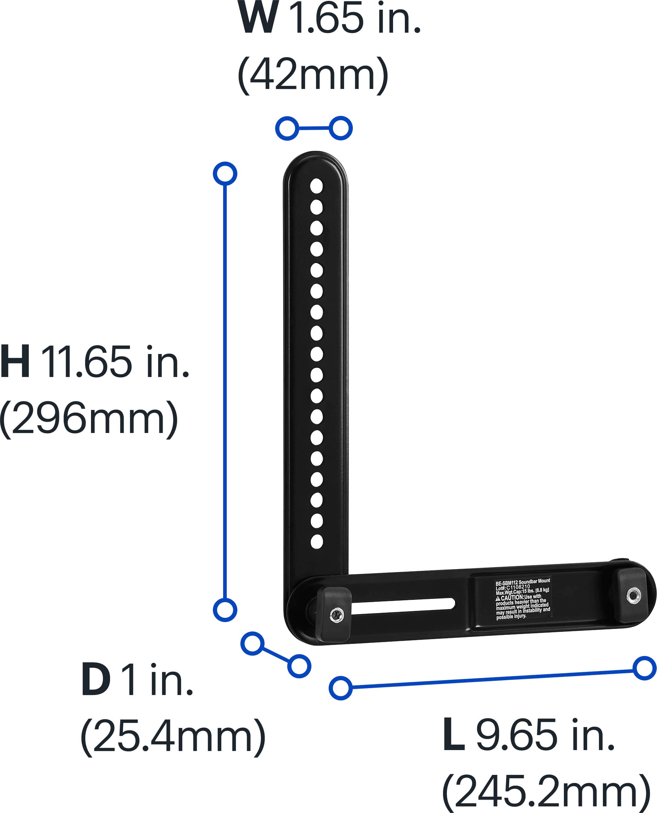 Alt View 15. Best Buy essentials™ - Rear Soundbar Wall Mount for Most 15 lb. Soundbars - Black.