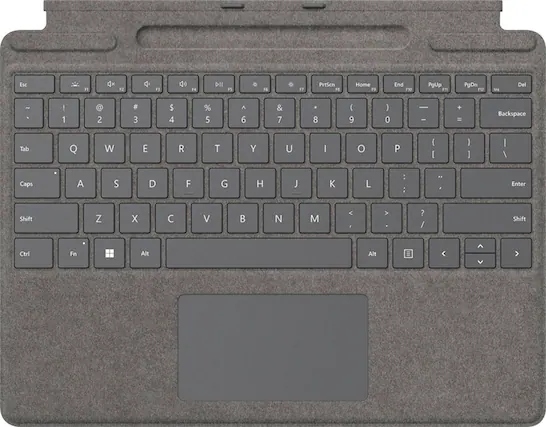 Front. Microsoft - Surface Pro Signature Keyboard for Pro X, Pro 8 and Pro 9 - Platinum Alcantara Material.