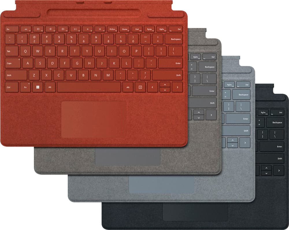 Alt View 12. Microsoft - Surface Pro Signature Keyboard for Pro X, Pro 8 and Pro 9 - Poppy Red Alcantara Material.