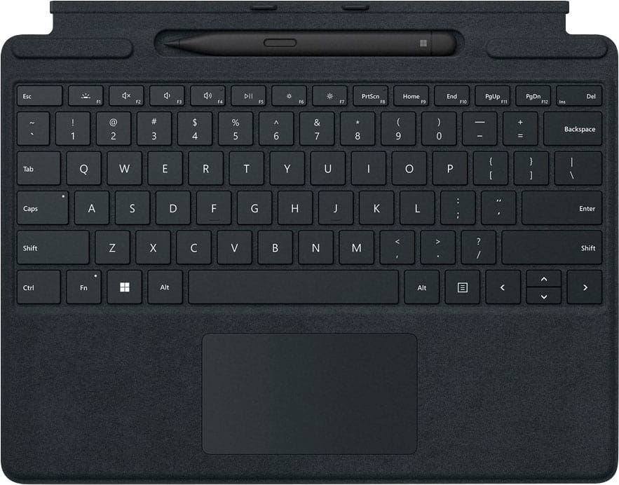 Front. Microsoft - Surface Slim Pen 2 and Pro Signature Keyboard for Pro X, 8, 9 - Black.