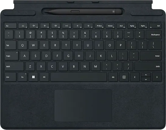 Front. Microsoft - Surface Slim Pen 2 and Pro Signature Keyboard for Pro X, 8, 9 - Black.