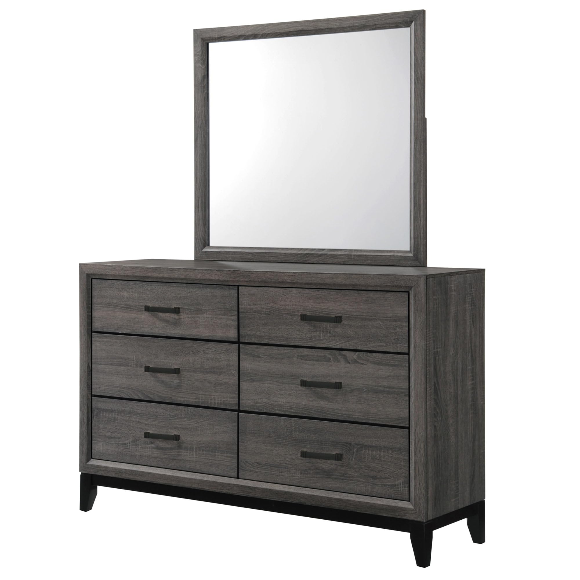 Back. Kings Brand Furniture - Kings Brand Furniture Ambroise Wood Dresser & Mirror, Gray/Black - Grey.