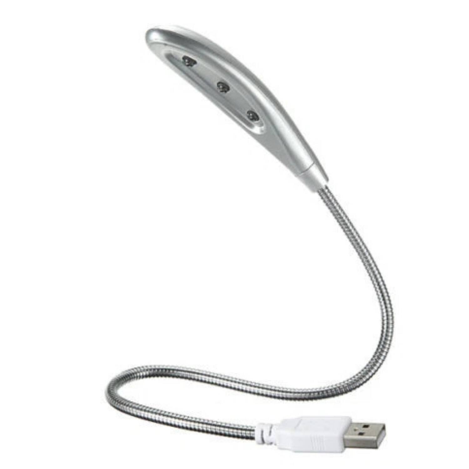 Angle. Stock Preferred - 3-LED Flexible Snake Mini Lamp - Silver.
