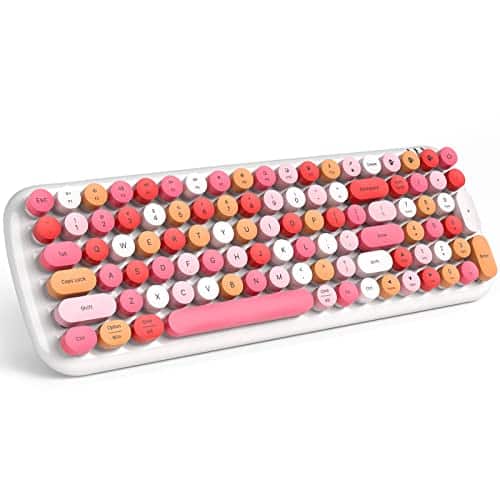 Earthley Blooms - Wireless And Mouse Combo Retro Typewriter With Number Pad Optical Ambidextrous For Pccomputerlaptopdesktopmac - Lipstick Colorful