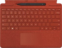 Microsoft - Surface Pro Signature Keyboard for Pro X and Pro 8 with Surface Slim Pen 2 - Poppy Red Alcantara Material - Front_Zoom