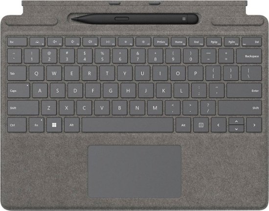 Front Zoom. Microsoft - Surface Slim Pen 2 and Pro Signature Keyboard for Pro X, 8, 9 - Platinum Alcantara Material.