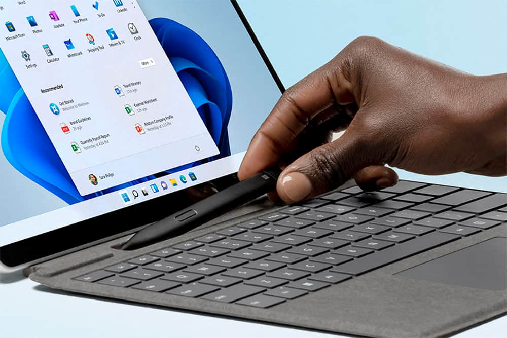 Alt View 11. Microsoft - Surface Slim Pen 2 and Pro Signature Keyboard for Pro X, 8, 9 - Platinum Alcantara Material.