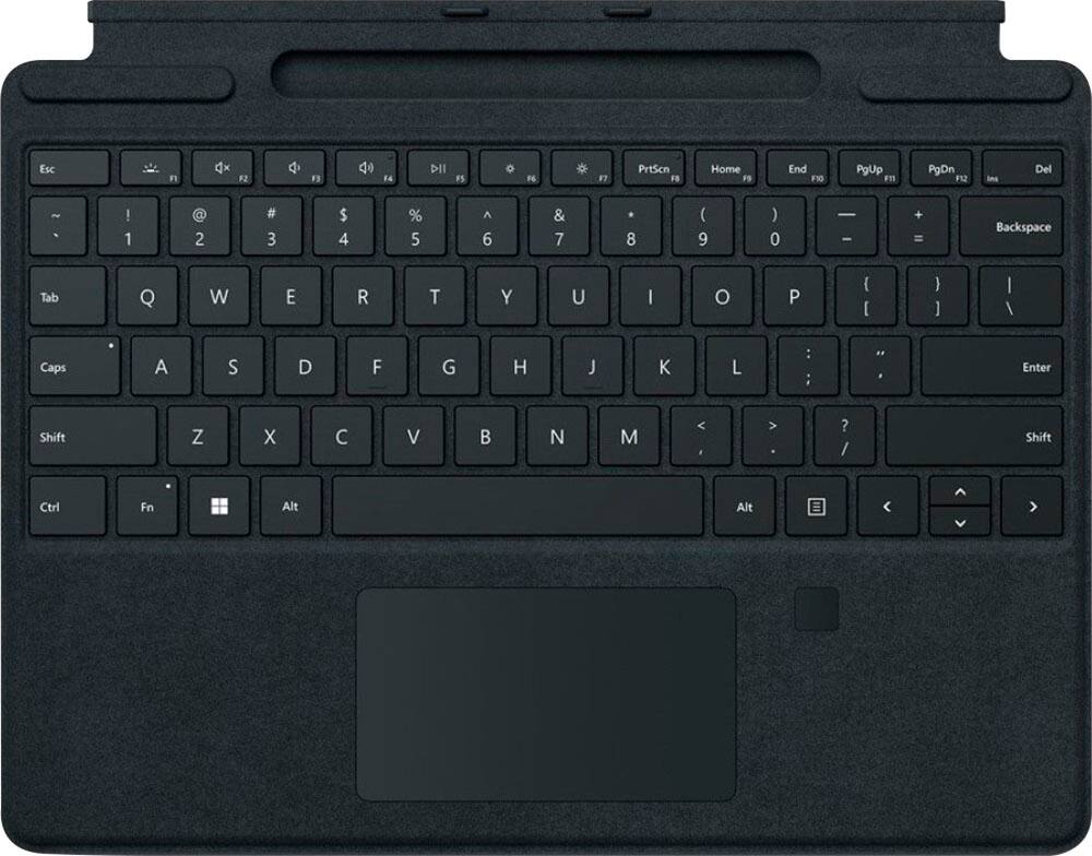 Front. Microsoft - Surface Pro Signature Keyboard for Pro X and Pro 8 with Fingerprint Reader - Black Alcantara Material.