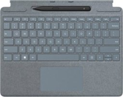 Microsoft - Surface Pro Signature Keyboard for Pro X, Pro 8 and Pro 9 with Surface Slim Pen 2 - Ice Blue Alcantara Material - Front_Zoom