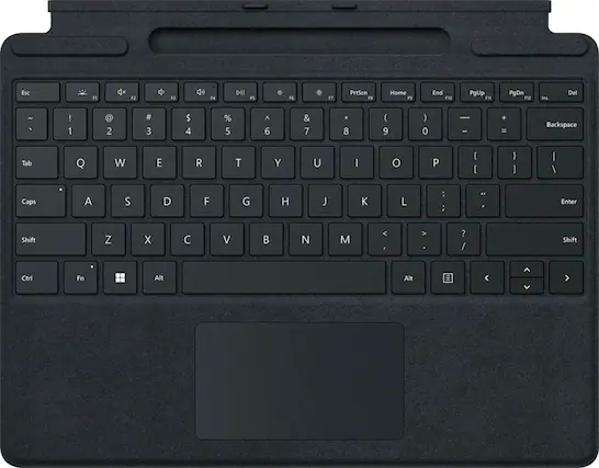 Front. Microsoft - Surface Pro Signature Keyboard for Pro X, Pro 8 and Pro 9 - Black Alcantara Material.