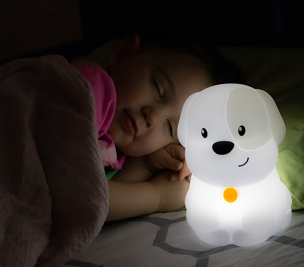 Angle View: LumiPets - Kids' Night Light Puppy Lamp with Remote - White