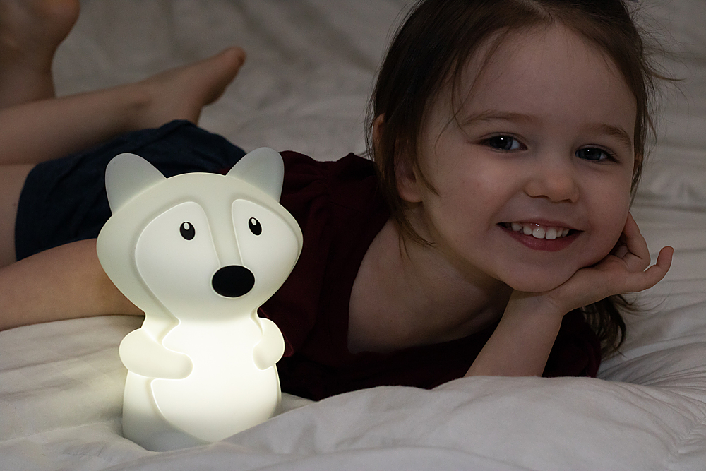 Angle View: LumiPets - Kids' Night Light Fox Lamp with Remote - White