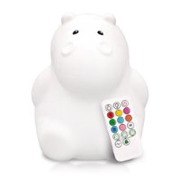 Lumipets LED Kids' Night Light Hippo Lamp with Remote - White - Front_Zoom