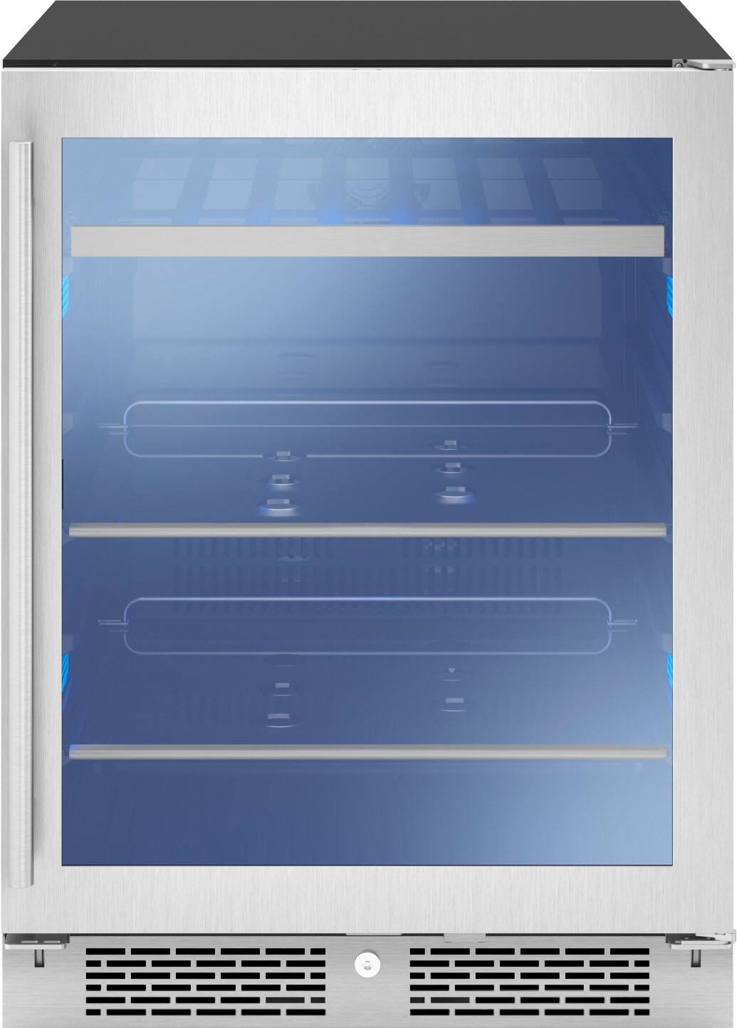 Angle. Zephyr - Presrv 24 in. 7-Bottle and 112 Can ADA Single Zone Beverage Cooler - Silver.