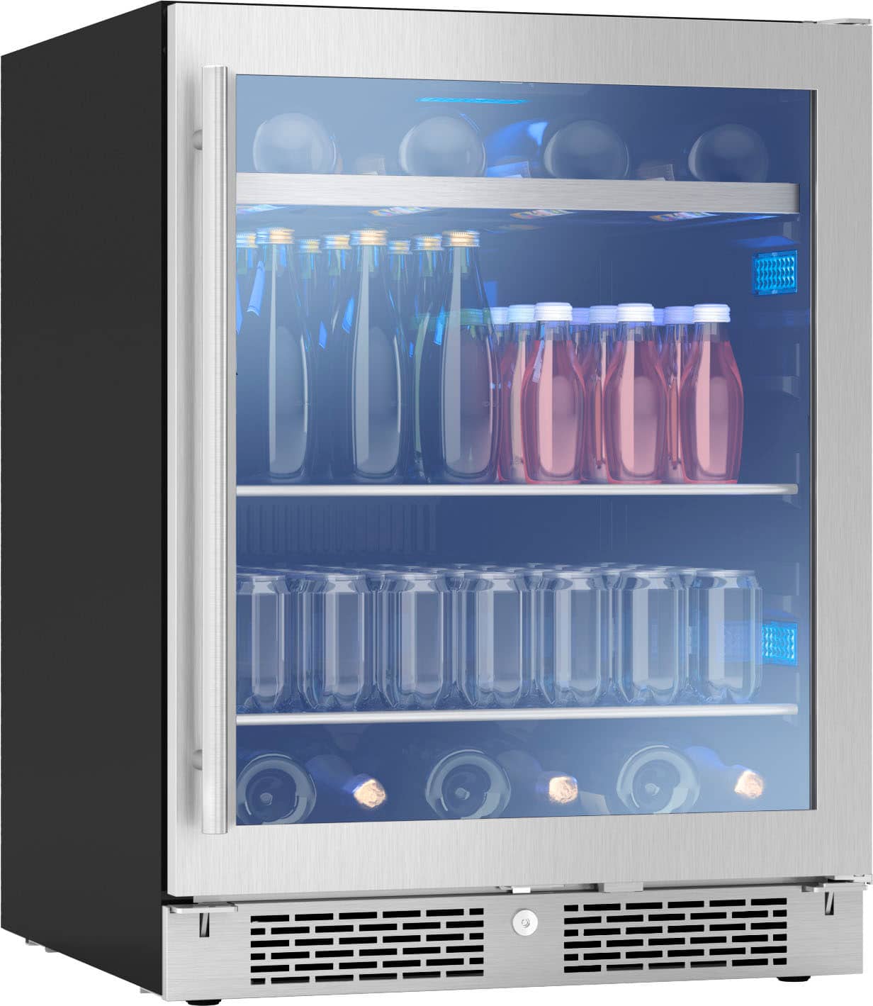 Left. Zephyr - Presrv 24 in. 7-Bottle and 112 Can ADA Single Zone Beverage Cooler - Silver.
