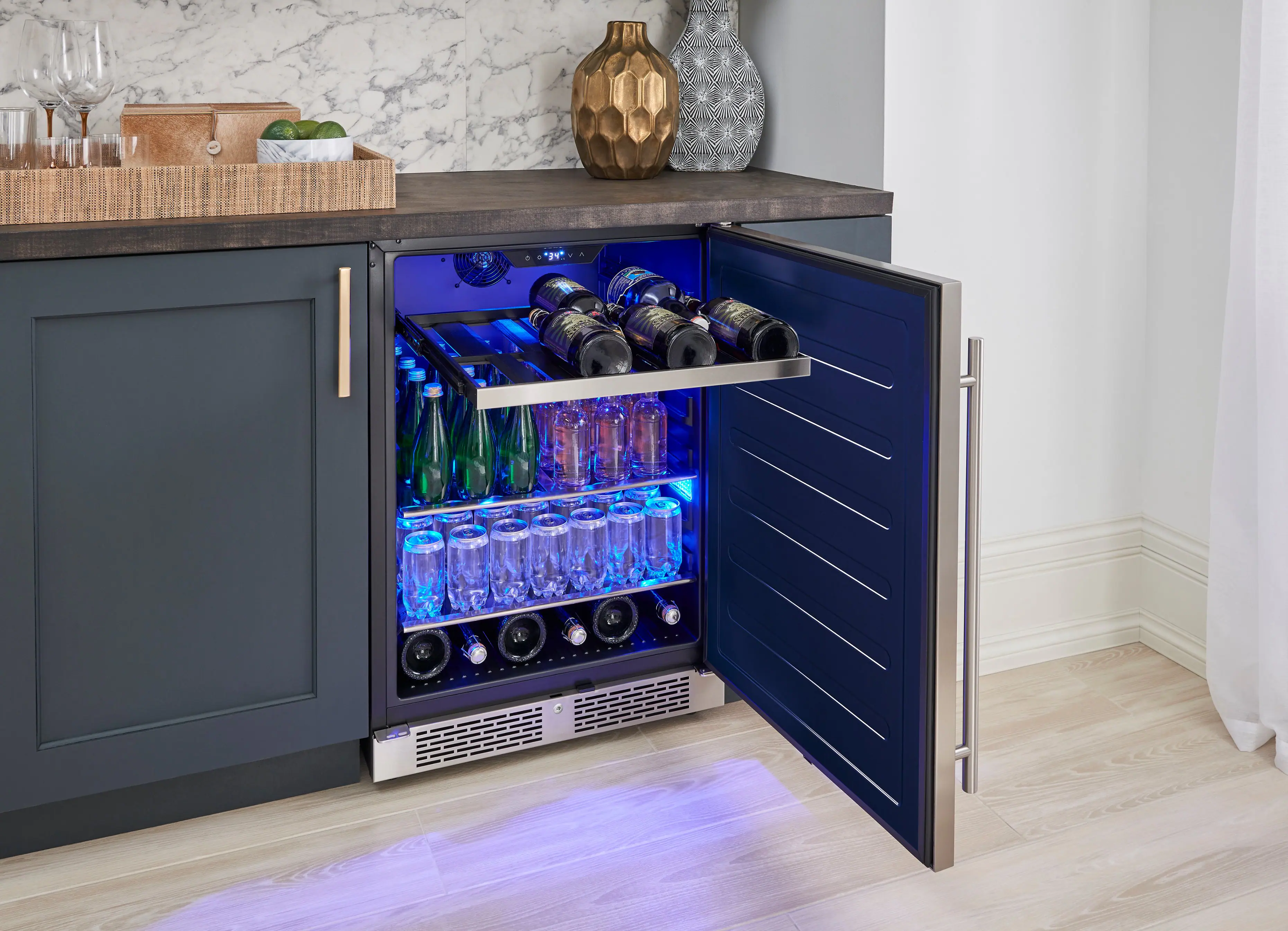 Alt View 11. Zephyr - Presrv 24 in. 7-Bottle and 112 Can ADA Single Zone Reversible Door Beverage Cooler - Stainless Steel.