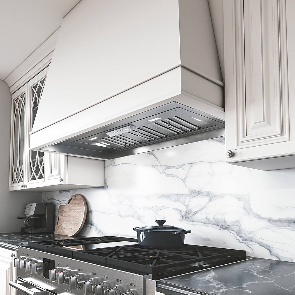 Alt View 12. Zephyr - Tornado III 38 in. Shell Only Insert Range Hood with LED Lights - Stainless Steel.