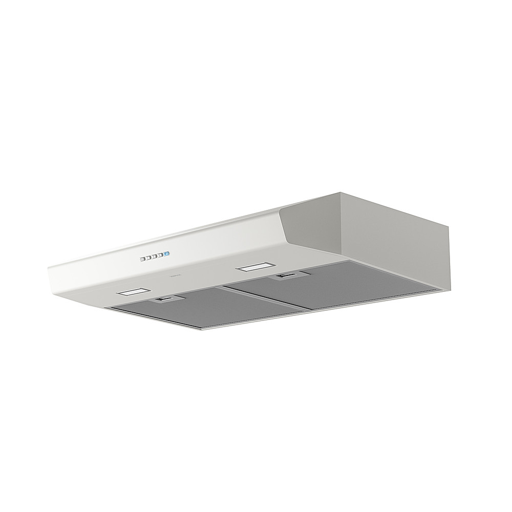 Angle View: Zephyr - Breeze II 36 in. 400 CFM Under Cabinet Range Hood with LED Lights in White - White