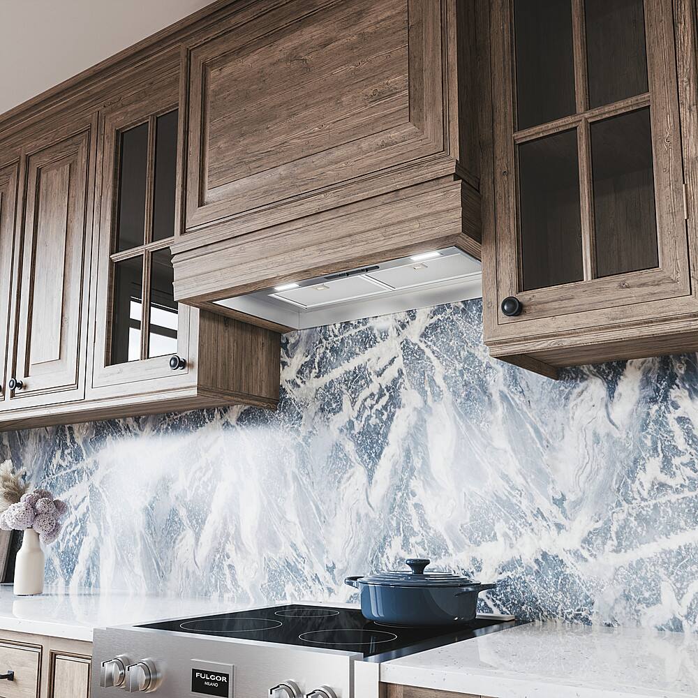 Alt View 12. Zephyr - Twister 28 in. 400 CFM Insert Range Hood with LED Lights - Stainless Steel.