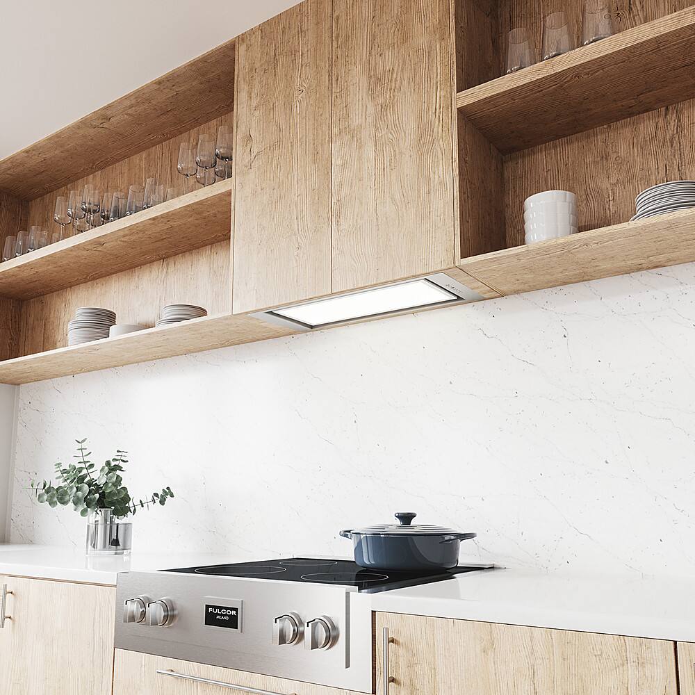 Alt View 22. Zephyr - Tornado Glo 28 in. Insert Range Hood with LED Lights - Stainless Steel.