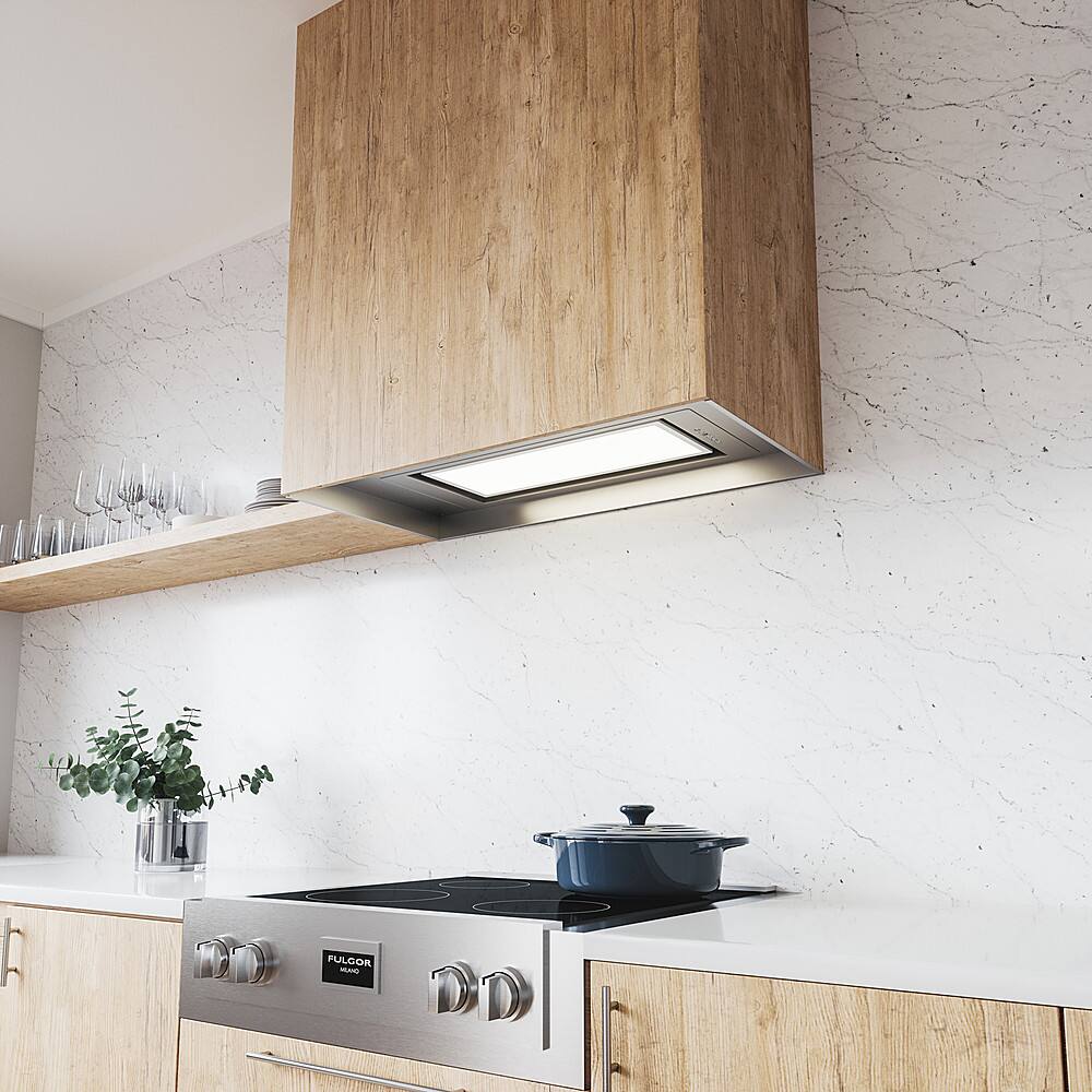 Alt View 12. Zephyr - Tornado Glo 28 in. Insert Range Hood with LED Lights - Stainless Steel.
