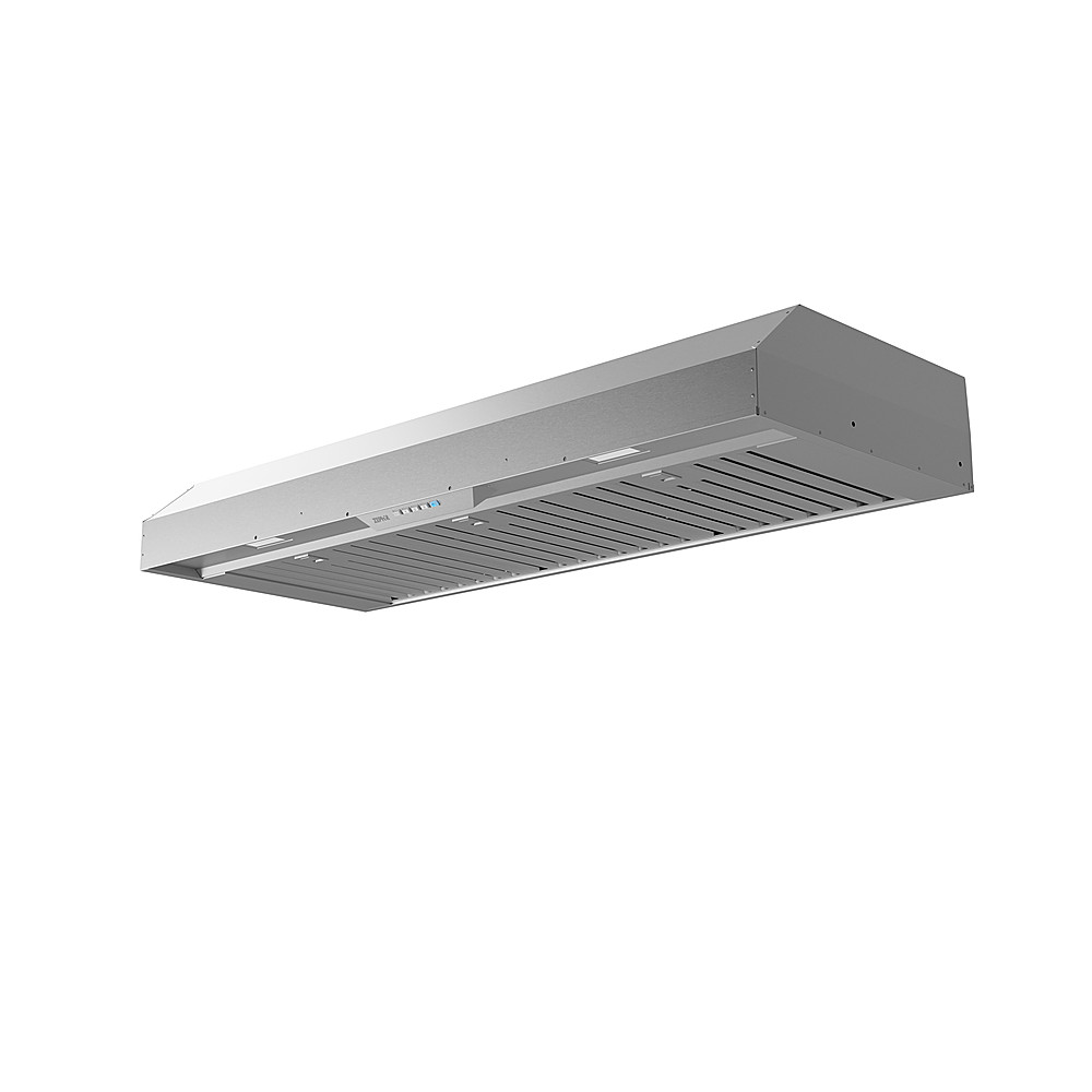 Angle View: Zephyr - Tidal II 48 in. 700 CFM Wall Mount Range Hood with LED Light in Stainless Steel - Stainless Steel