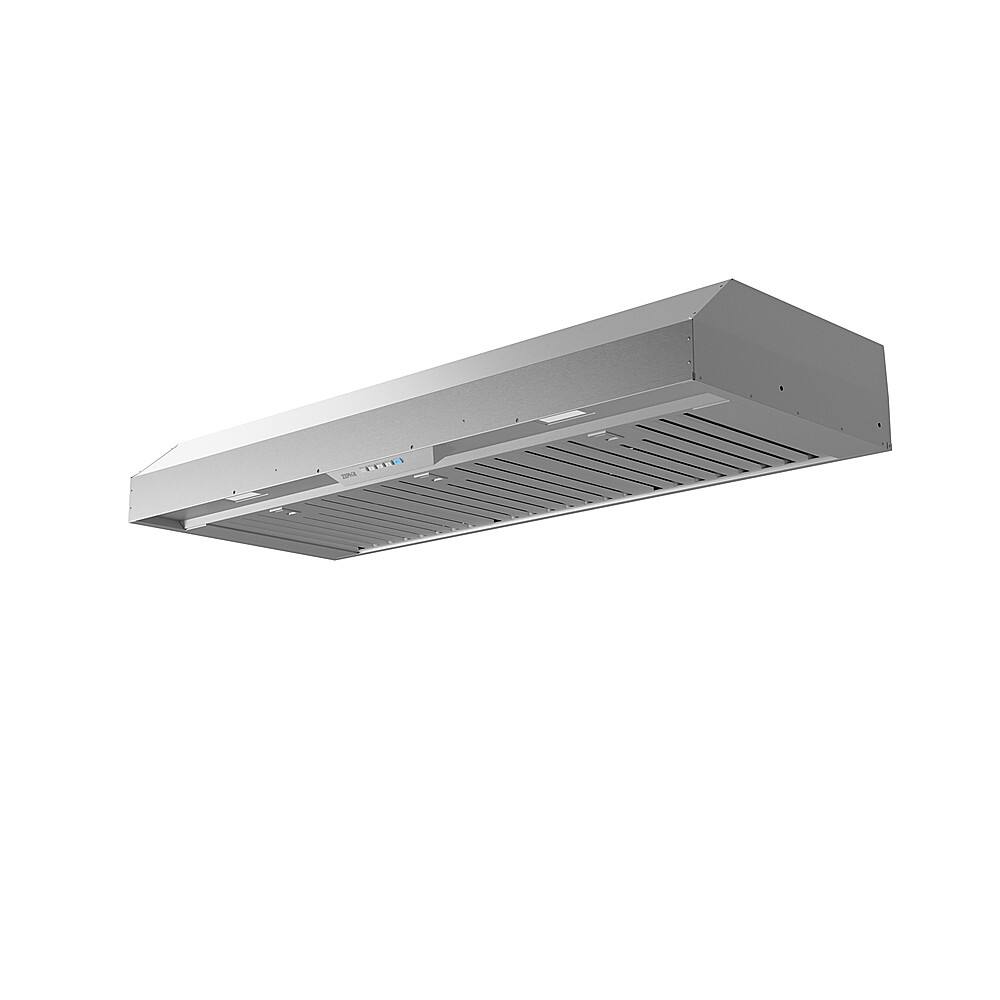 Angle. Zephyr - Monsoon Mini II 48 in. 600 CFM Insert Range Hood with LED Lights - Stainless Steel.