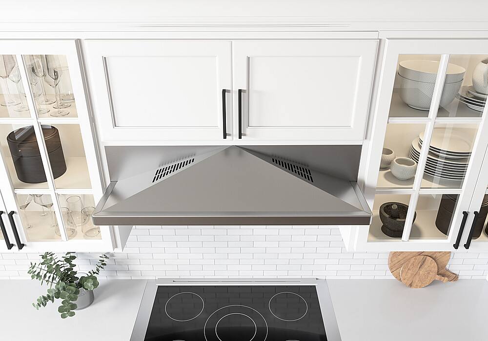 Alt View 18. Zephyr - Pyramid 36 in. 400 CFM Under Cabinet Range Hood with LED Lights - Stainless Steel.