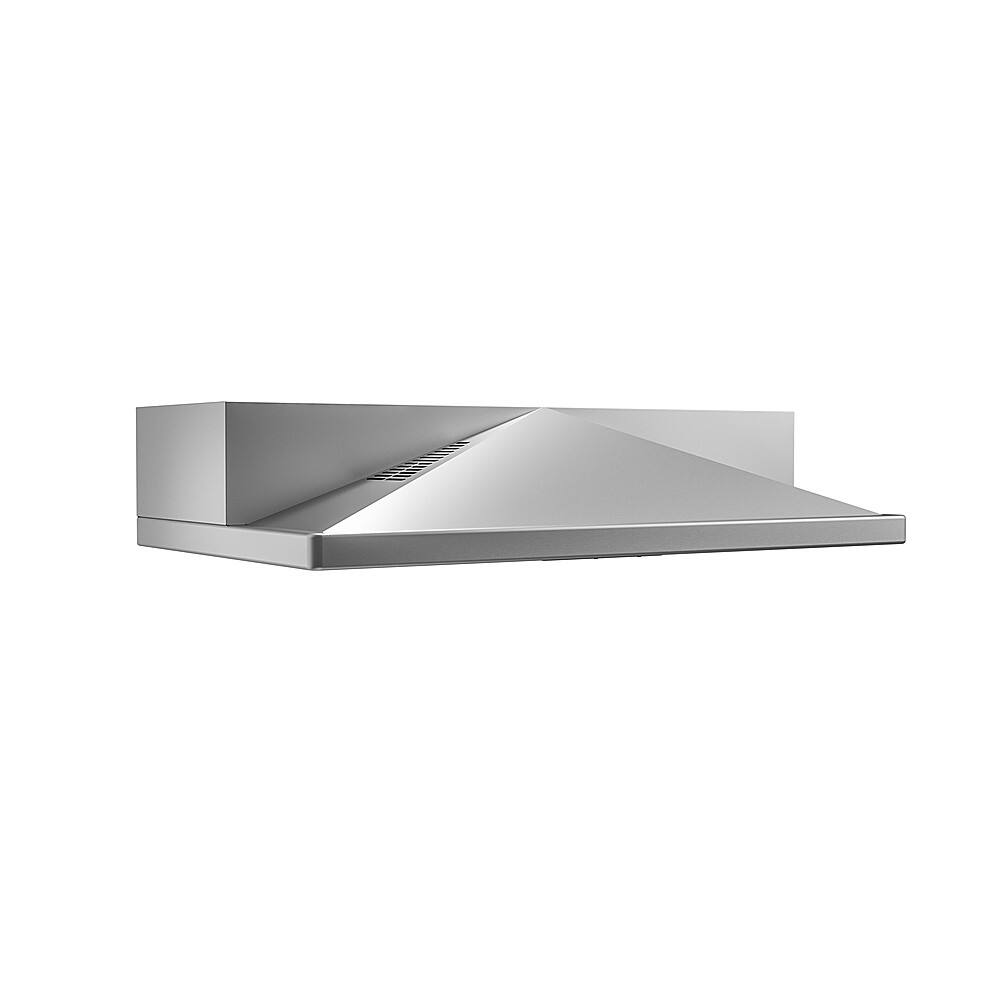 Left View: Zephyr - Pyramid 36 in. 400 CFM Under Cabinet Range Hood with LED Lights in Stainless Steel - Stainless steel